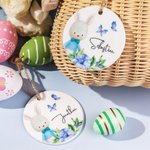 Personalised Bunny Easter Basket Ceramic Tag with Name Gift for Children