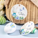 Personalised Bunny Easter Basket Ceramic Tag with Name Gift for Children