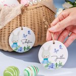 Personalised Bunny Easter Basket Ceramic Tag with Name Gift for Children