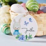 Personalised Bunny Easter Basket Ceramic Tag with Name Gift for Children