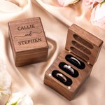 Personalised Triple Flip Wood Ring Box for Proposal/Engagement/Wedding Ceremony