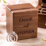 Personalised Triple Flip Wood Ring Box for Proposal/Engagement/Wedding Ceremony