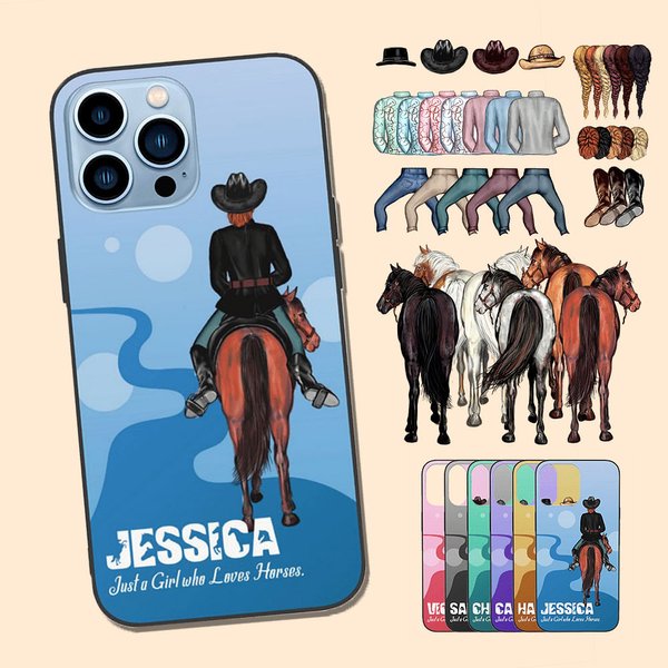 Funda personalizada para iPhone Just a Girl Who Loves Horse Regalo para jinete de caballos