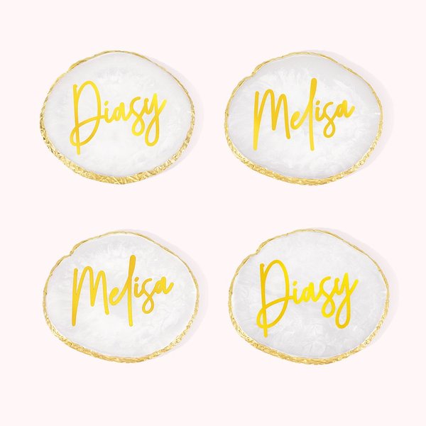 Custom Resin Wedding Drink Coaster with Name Bridesmaid Gift