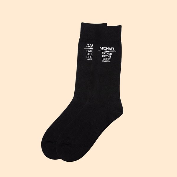 Personalized Bow Tie Monogram Groomsman Best Man Groom Father In Law Mid-calf Socks with Name and Date Engagement Wedding Party Gift for Men