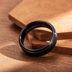 Anillo personalizado de tungsteno negro para hombre con texto grabado en el interior Día de San Valentín Aniversario Día del Padre Regalo para hombre