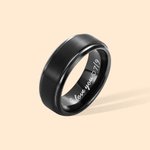 Anillo personalizado de tungsteno negro para hombre con texto grabado en el interior Día de San Valentín Aniversario Día del Padre Regalo para hombre