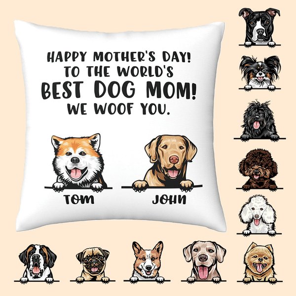 Personalisierte Hund Mom Kissen werfen Kissenbezug Geschenk für Muttertag