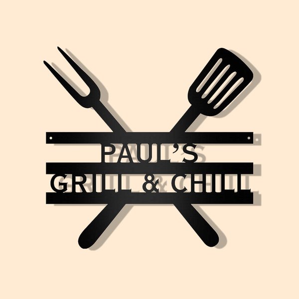 Parrilla personalizada de metal de la pared Regístrate para él Barbacoa al aire libre decoración del hogar Papá Regalos