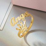 Bague de nom de couronne personnalisée à finition mate