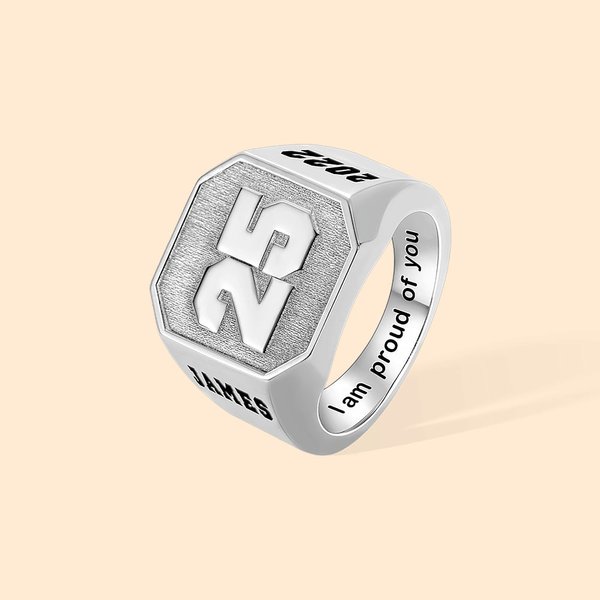 Anello con sigillo inciso personalizzato con numero di squadra Basket Calcio Sport Gioielli Regalo di compleanno per gli appassionati di sport