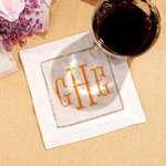 Personalized Monogrammed Linen Cocktail Napkins Set of 4