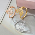 Bague de nom de couronne personnalisée à finition mate