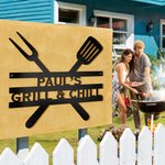 Parrilla personalizada de metal de la pared Regístrate para él Barbacoa al aire libre decoración del hogar Papá Regalos