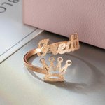 Bague de nom de couronne personnalisée à finition mate