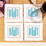 Personalized Monogrammed Linen Cocktail Napkins Set of 4