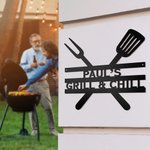 Parrilla personalizada de metal de la pared Regístrate para él Barbacoa al aire libre decoración del hogar Papá Regalos