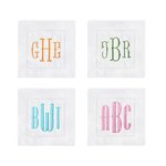 Personalized Monogrammed Linen Cocktail Napkins Set of 4