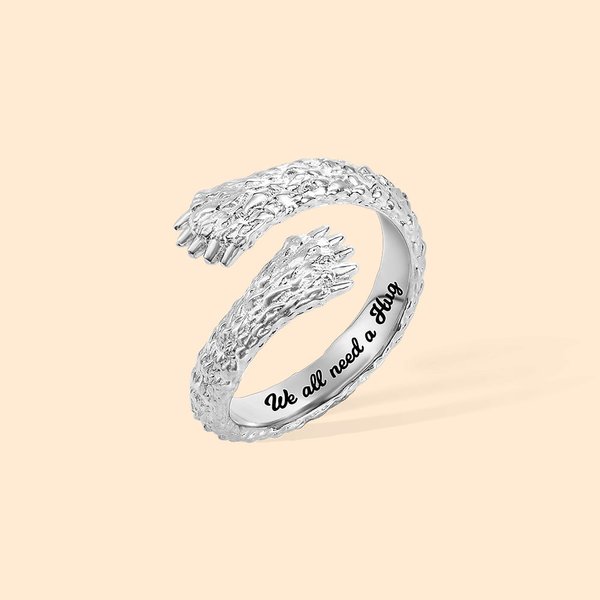 Personalized Brown Bear Hug Ring