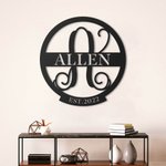 Personalised Family Name Wall Metal Decor Art Established Initial Sign for Housewarming Gift