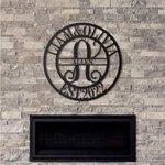 Aangepaste initiaal met familienaam metalen muur kunst decoratie