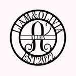 Custom Initial with Family Name Metal Wall Art Decoration