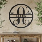 Personalized Family Last Name Initial Metal Sign Established Year Sign  House Decorations