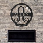 Personalised Family Name Wall Metal Decor Art Established Initial Sign for Housewarming Gift