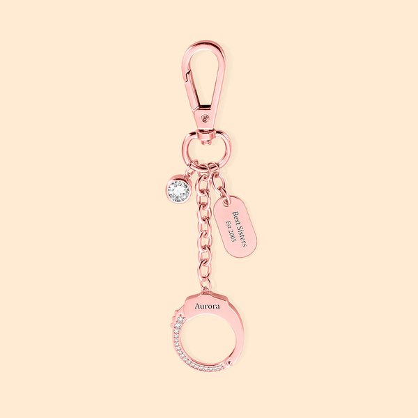 Porte-Clés Personnalisé avec Nom et Année Design Menottes Copain Criminel Accessoire de Sac Cadeau pour Ami