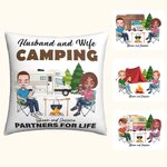 Funda de cojín personalizada con el nombre del marido y la mujer que acampan juntos para toda la vida Regalo de San Valentín para parejas