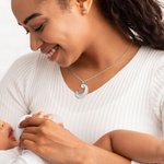 Collier Personnalisé Prénom avec Pierre de Naissance Pendentif en Forme de Lune Cadeau Fête des Mères pour Nouvelle Maman