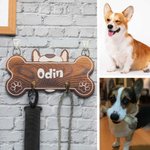 Porte-laisse en bois en forme d'os avec le nom du chien pour les amoureux des chiens.