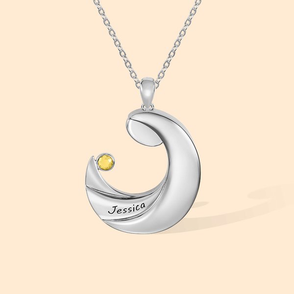 Personalised Moon Birthstone Necklace for New Mom Mother's Day Jewellery Gifts for Her