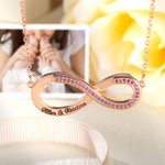 Personalised Convertible Infinity Love Birthstone Sterling Silver Necklace with Engraved Names Birthday Valentine's Day Anniversary Gift for Women