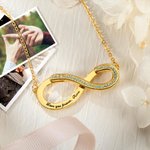 Personalised Convertible Infinity Love Birthstone Sterling Silver Necklace with Engraved Names Birthday Valentine's Day Anniversary Gift for Women