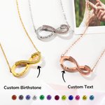 Personalised Convertible Infinity Love Birthstone Sterling Silver Necklace with Engraved Names Birthday Valentine's Day Anniversary Gift for Women
