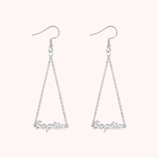Custom Name Triangle Dangle Earrings