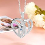 Custom Family Heart Shaped Birthstone Name Necklace for Mom Grandmother Gift