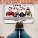 Zerbino in gomma personalizzato Crazy Dog Lady e Grumpy Old Man con nome 1-3 cani Decorazione per la casa Regalo di inaugurazione per gli amanti degli animali domestici