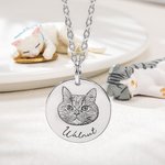 Personalized Engraved Pet Portrait Photo Necklace with Name Birthday Gift for Pet Lover Owner