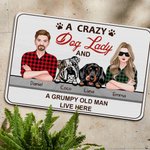 Zerbino in gomma personalizzato Crazy Dog Lady e Grumpy Old Man con nome 1-3 cani Decorazione per la casa Regalo di inaugurazione per gli amanti degli animali domestici