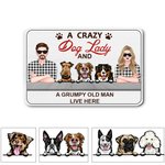 Zerbino in gomma personalizzato Crazy Dog Lady e Grumpy Old Man con nome 1-3 cani Decorazione per la casa Regalo di inaugurazione per gli amanti degli animali domestici