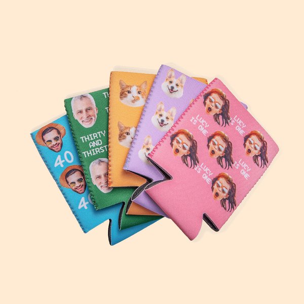 Funda personalizada para lata de 12oz con retrato, edad y texto Regalo de cumpleaños para amigos