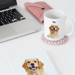 Tasse en céramique personnalisée avec un portrait et un nom d'animal mignon pour les cadeaux d'amoureux des animaux.
