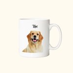 Tasse en céramique personnalisée avec un portrait et un nom d'animal mignon pour les cadeaux d'amoureux des animaux.