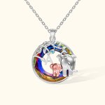 Collie Personnalisé avec Initiale Pententif Orné de Cristaux avec Mère et Enfant Éléphant Cadeau Fête des Mères pour Femme