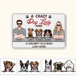 Zerbino in gomma personalizzato Crazy Dog Lady e Grumpy Old Man con nome 1-3 cani Decorazione per la casa Regalo di inaugurazione per gli amanti degli animali domestici