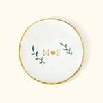 Bandeja personalizada para joyas con rama de olivo y ramo de flores