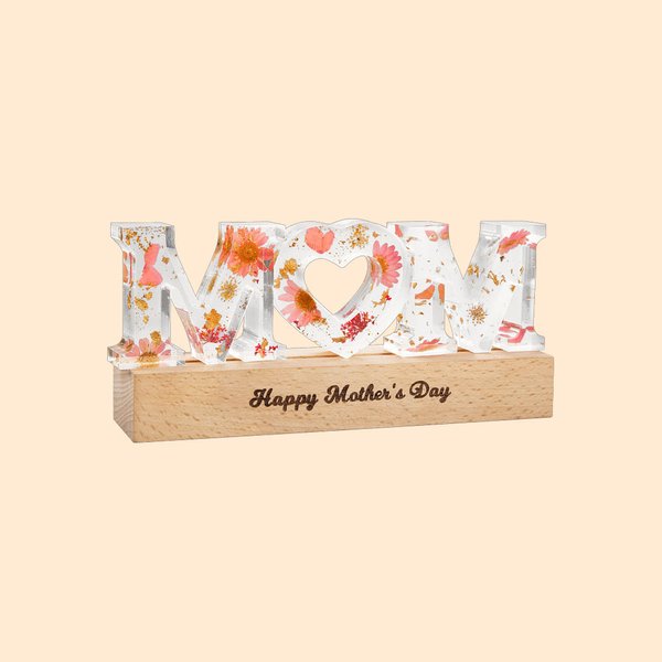 Personalisierte MOM oder MUM Nachtlicht mit Blumen Home Decor Geburtstagsgeschenk Muttertag Geschenk für Mutter Frau Freundin