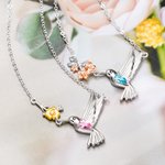 Collar personalizado Colibrí con Flor de Nacimiento y Piedra de Nacimiento para Regalos de Joyería del Día de la Madre